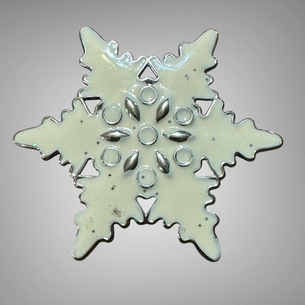 ENAMELED SNOWFLAKE BROOCH